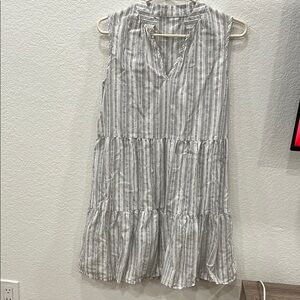 GAP Gray Striped Tiered Dress